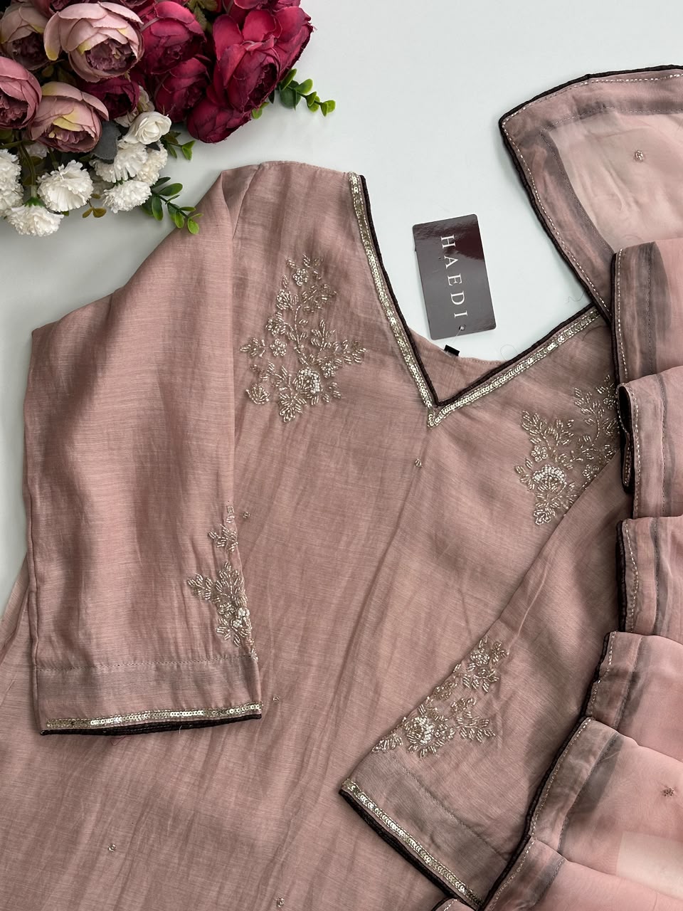 21402 Premium handworked malai chanderi suit