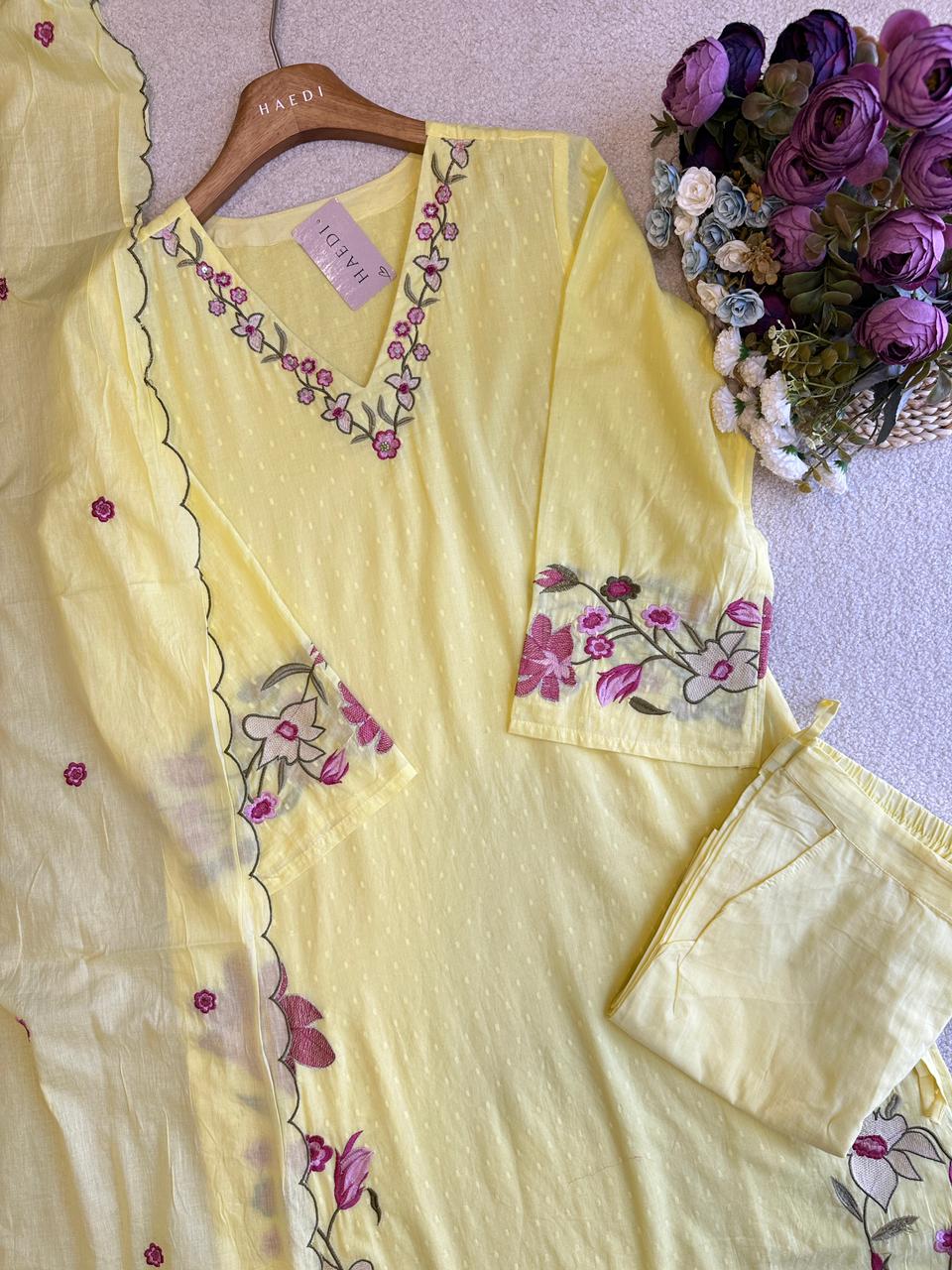19230 / CMD 57162 Beautiful embroidered dobby cotton suit