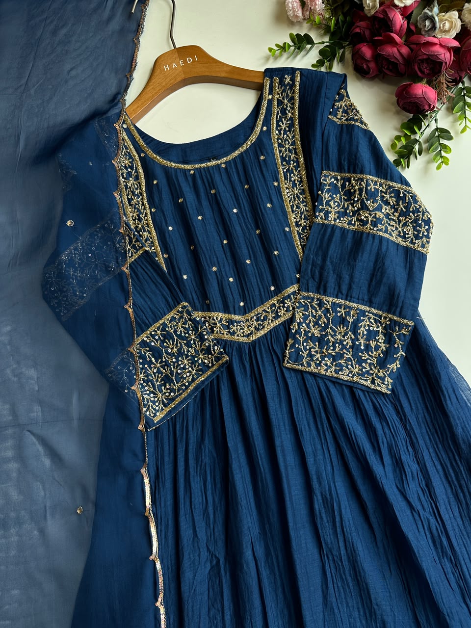 20897 /CMD 58665 Premium handworked malai chanderi suitJ