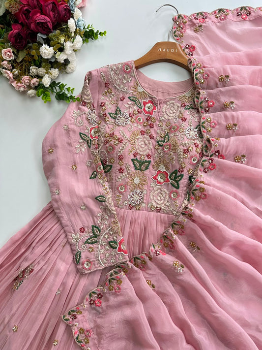 CMD 56238 Premium partywear gown & dupatta