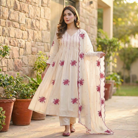 19231 Cotton embroidered anarkali