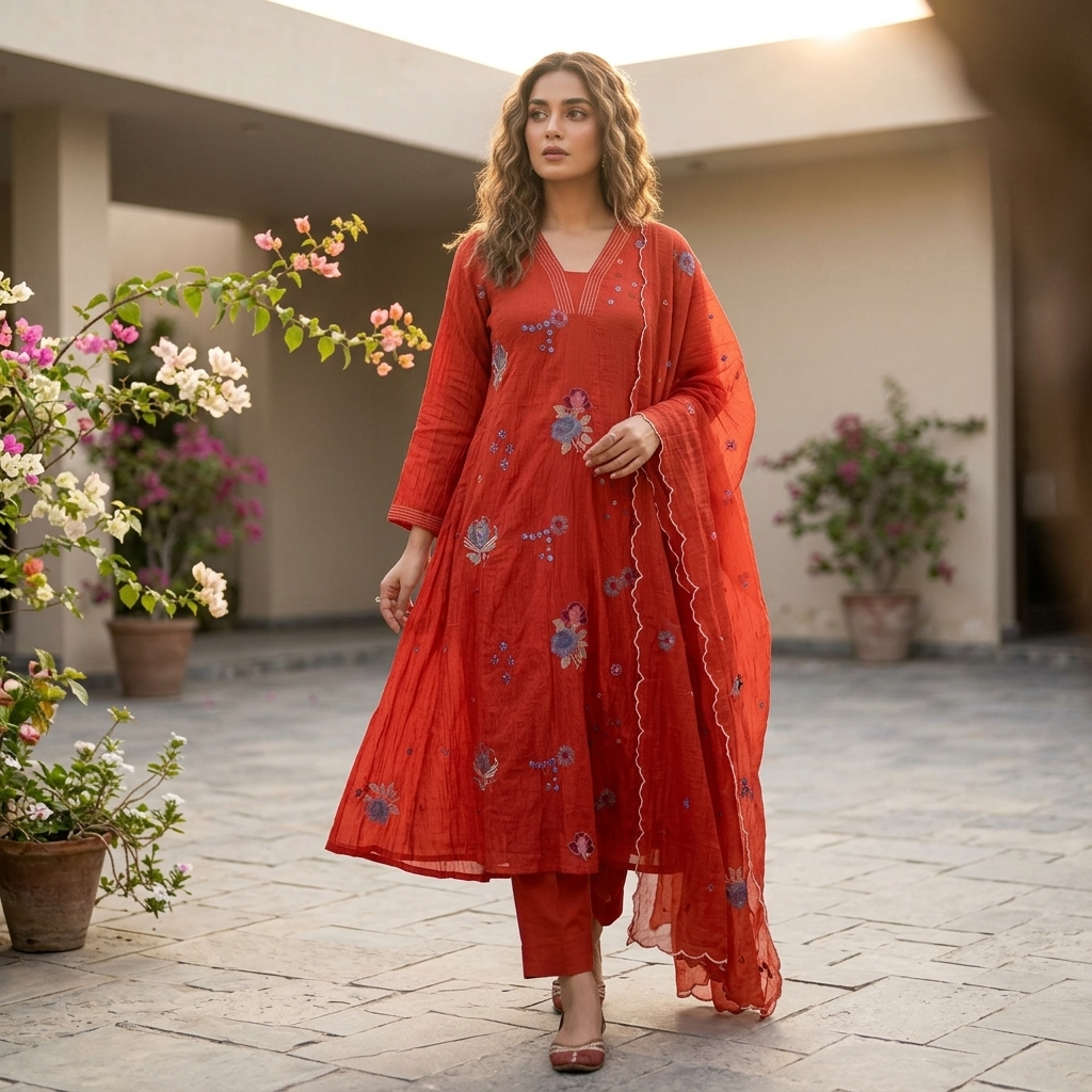 20633 / CMD 58433 Beautiful embroidered Aline suit