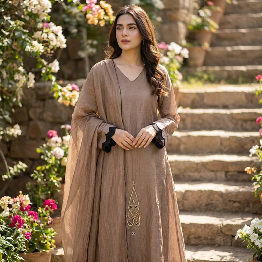 19946 Beautiful designer mul chanderi suit