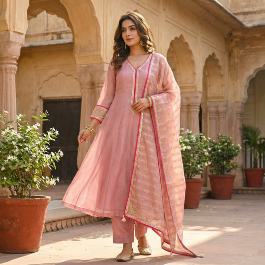 19372 Beautiful tissue silk anarkali