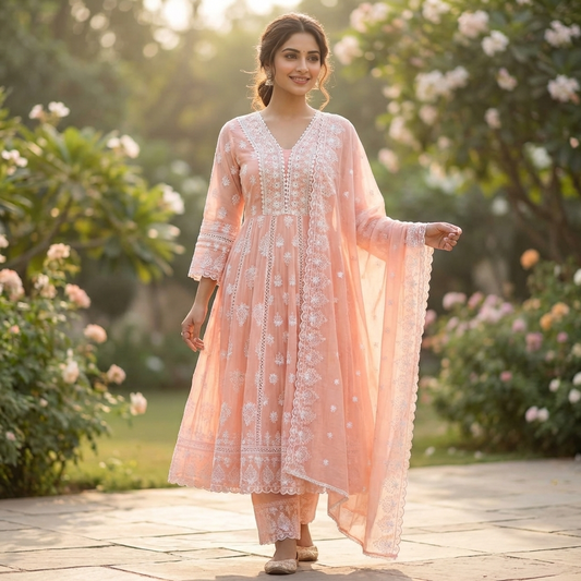 19938P Beautiful embroidered mulcotton anarkali