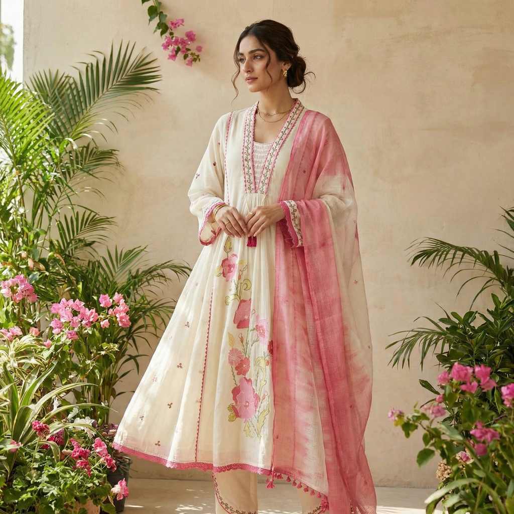 57209 Beautiful embroidered A line anarkali