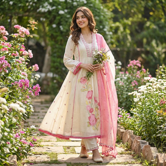 57209 Beautiful embroidered A line anarkali