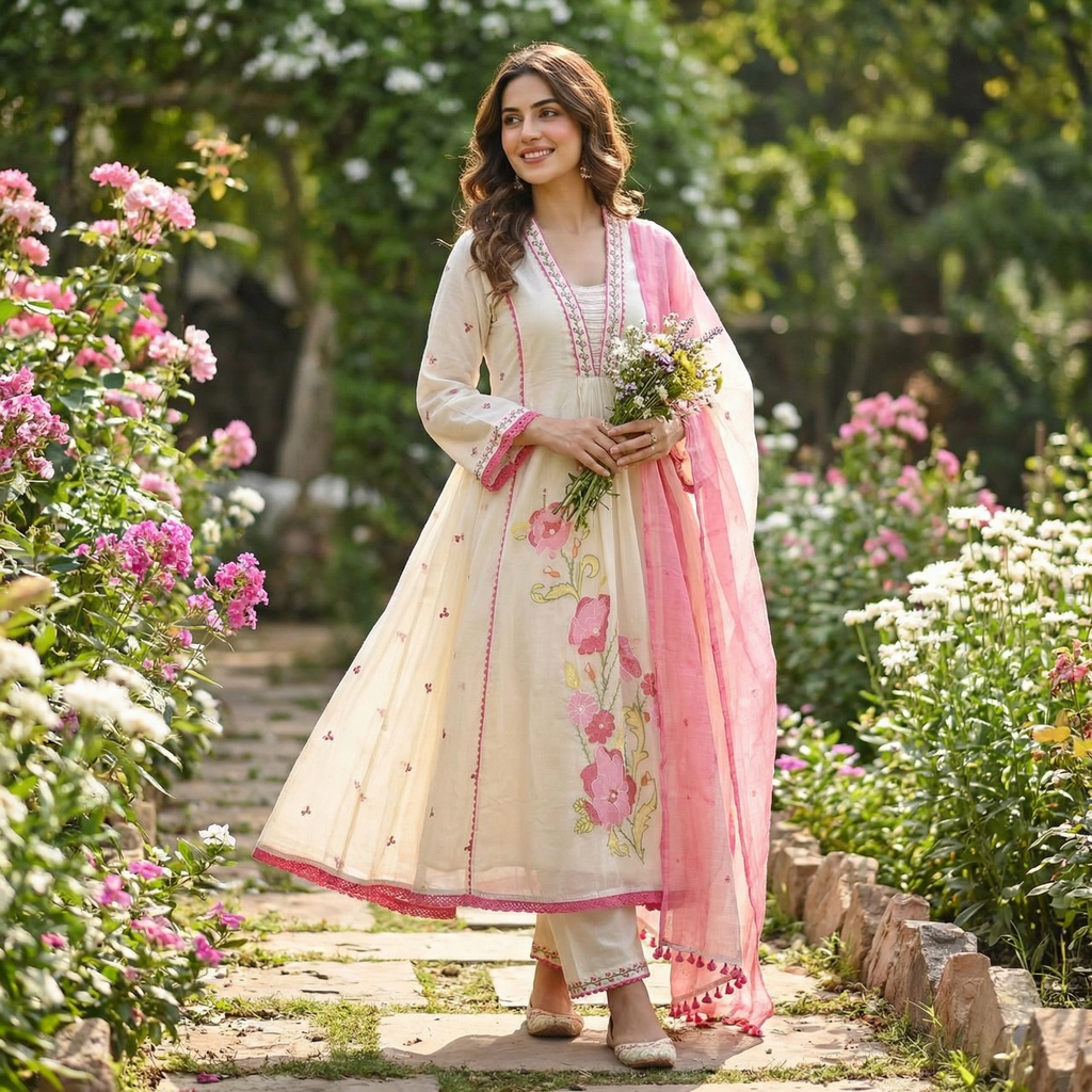 57209 Beautiful embroidered A line anarkali