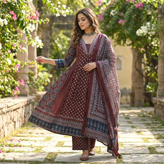 19751 Beautiful cotton anarkali
