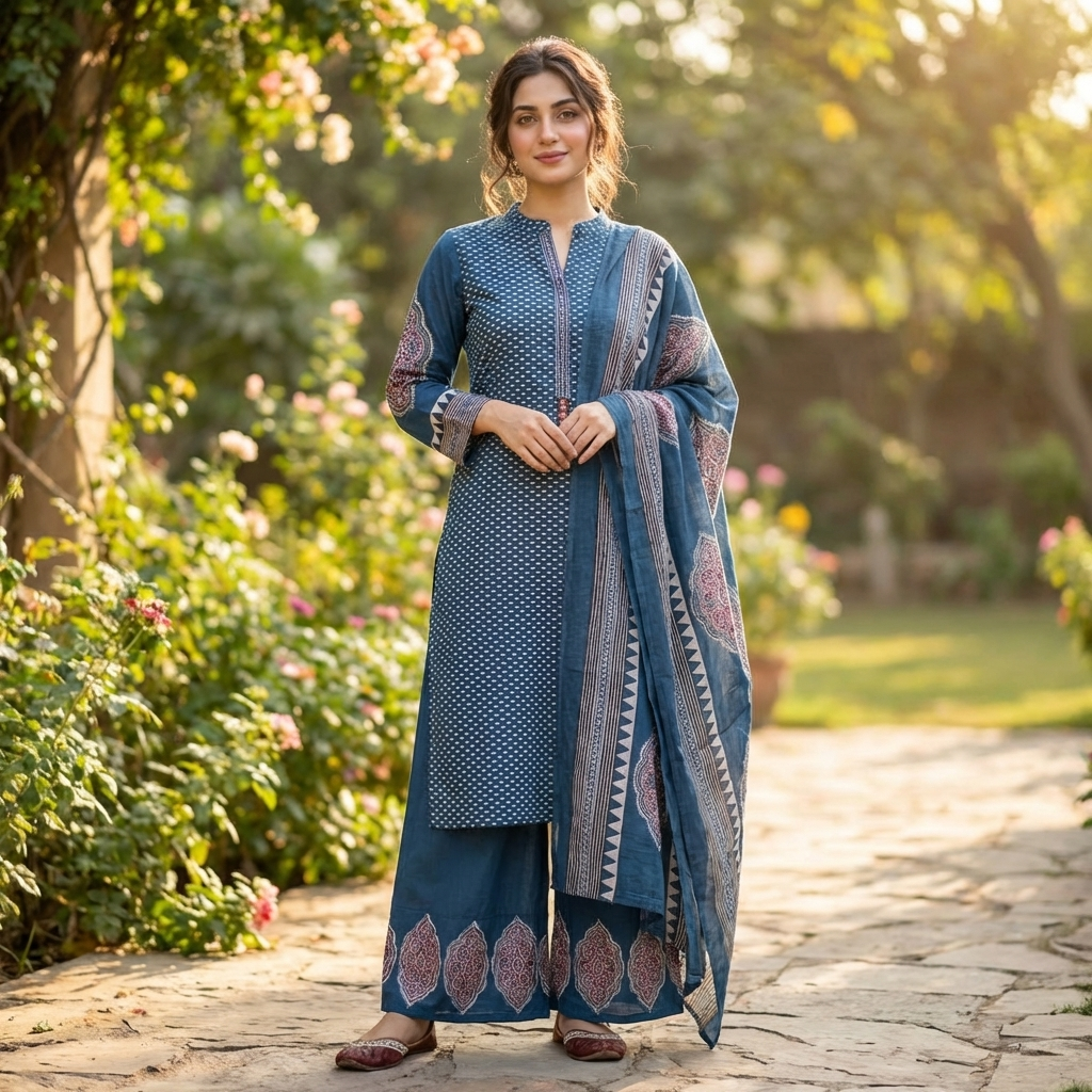 19932 Beautifuil cotton suit with palazzo
