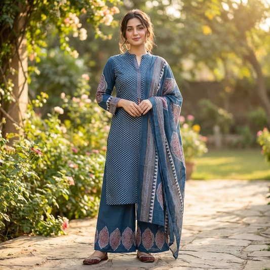 19932 Beautifuil cotton suit with palazzo