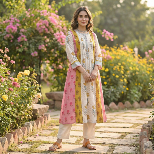 19368 Polychanderi kurta pant set
