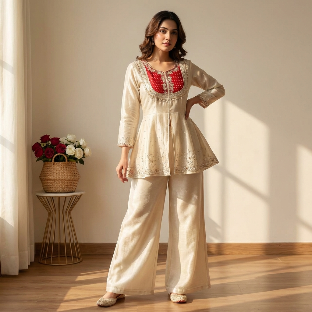 19362 Beautiful Peplum palazzo set