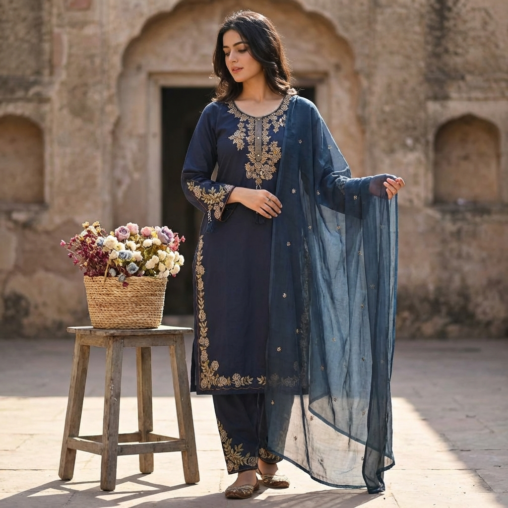 19260 Cotton embroidered suit
