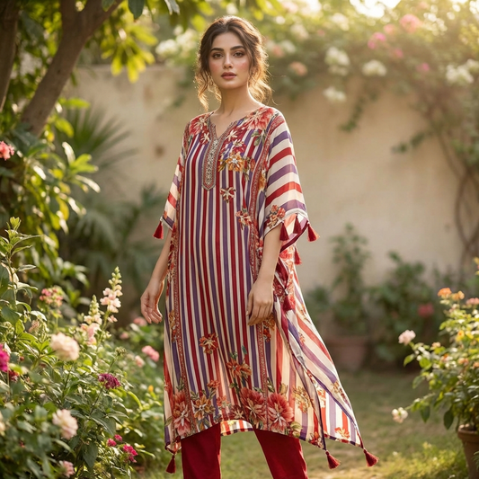 19413 Premium crepe silk kaftan
