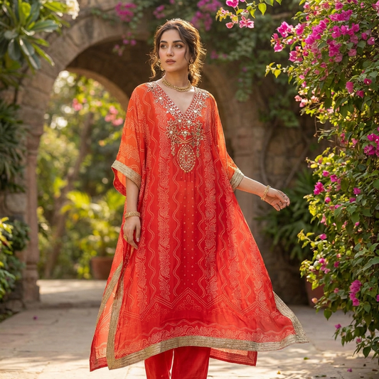 19415 Premium crepe silk kaftan