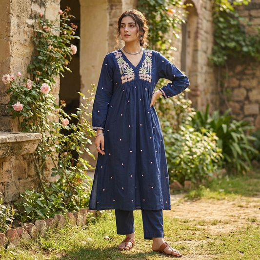 Beautiful Embroidered kurti & pant 19515/19514/19521