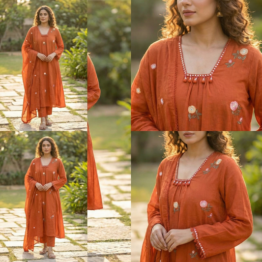 19329 Beautiful embroidered mul cotton suit