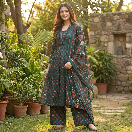 19332 Beautiful cotton anarkali