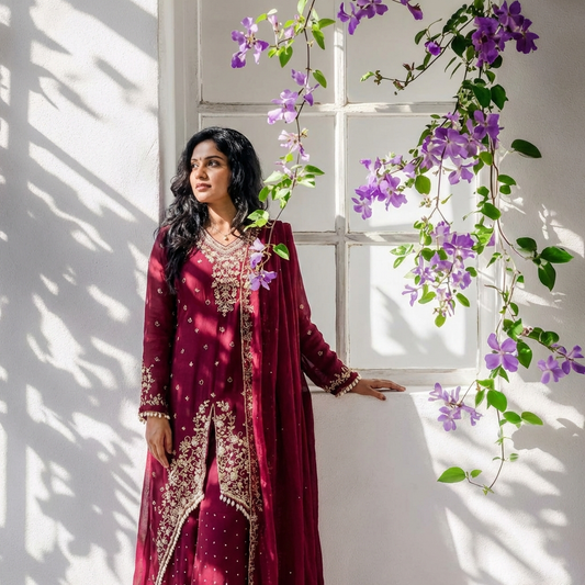 18798 Beautiful hand worked partywear suit