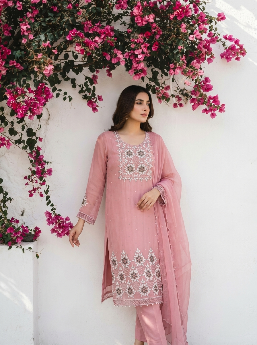 16599 Premium handworked semi stiched suit