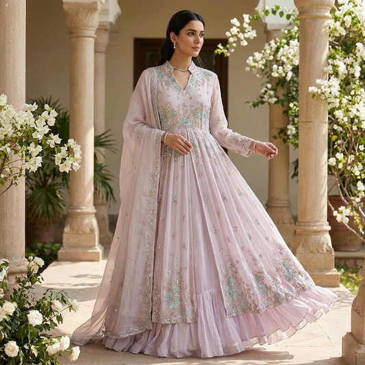 18489 Premium handworked suit with skirt