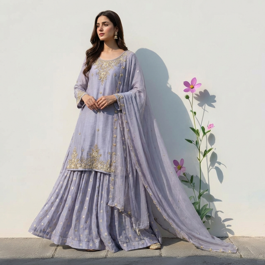 16545 Premium tissue silk partywear suit