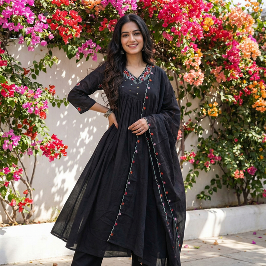 19059 Beautiful embroidered mul cotton suit