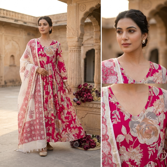 19603/19604 Premium cotton anarkali Suit