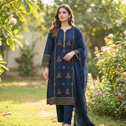 19816 Beautiful embroidered mul cotton suit