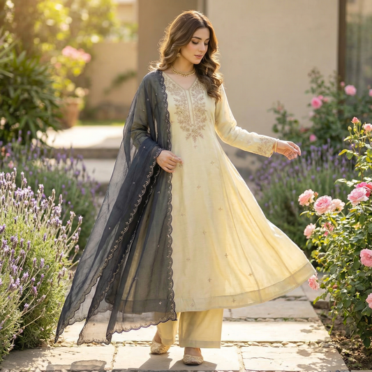 19176 Premium handworked partywear anarkali