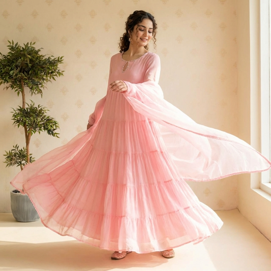 19698  / CMD 57655 Beautiful Tiered Aanarkali