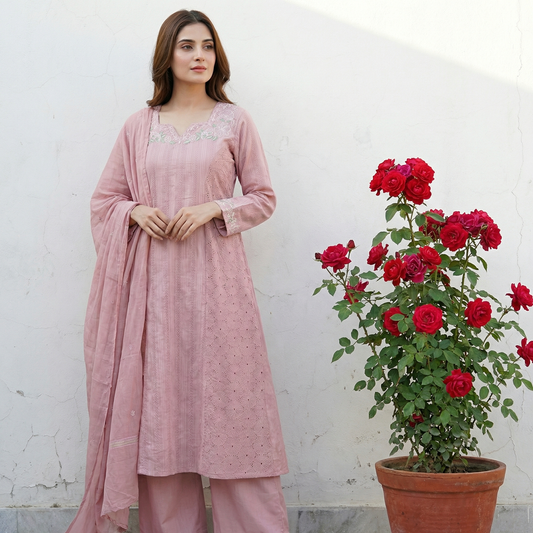19055 Beautiful Embroidered Hakoba A-line anarkali and palazzo