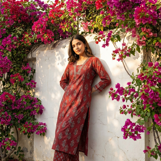 19070 Cotton kurti and pant set
