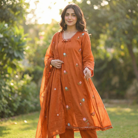 19329 Beautiful embroidered mul cotton suit