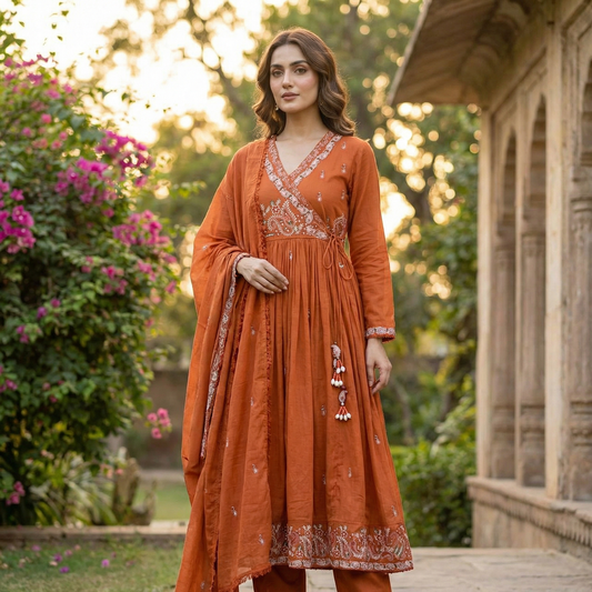 19256 Beautiful embroidered angraka anarkali